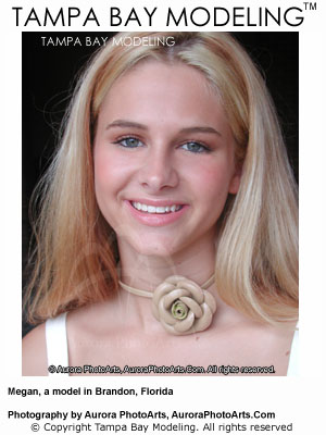 Megan, an aspiring Tampa Bay model, poses for a head shot during an Espy model testing session in Brandon, Florida, on September 6, 2003. Photographer C. A. Passinault. Espy is a model testing program by Aurora PhotoArts.