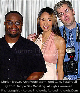 DJ Marlon Brown, model and performer Ann Poonkasem, and event planner / DJ / photographer C. A. Passinault at a recent Passinault event.