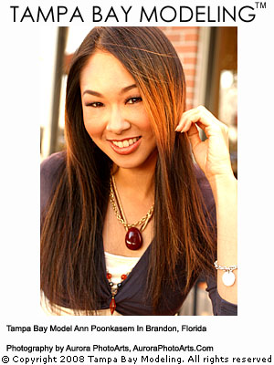 Tampa Bay model Ann Poonkasem photographed at a Tampa Bay location during a model portfolio photography session by Tampa Bay photography company Aurora PhotoArts Tampa Bay Photography and Design. Photograph by modeling portfolio photographer Chris Passinault.